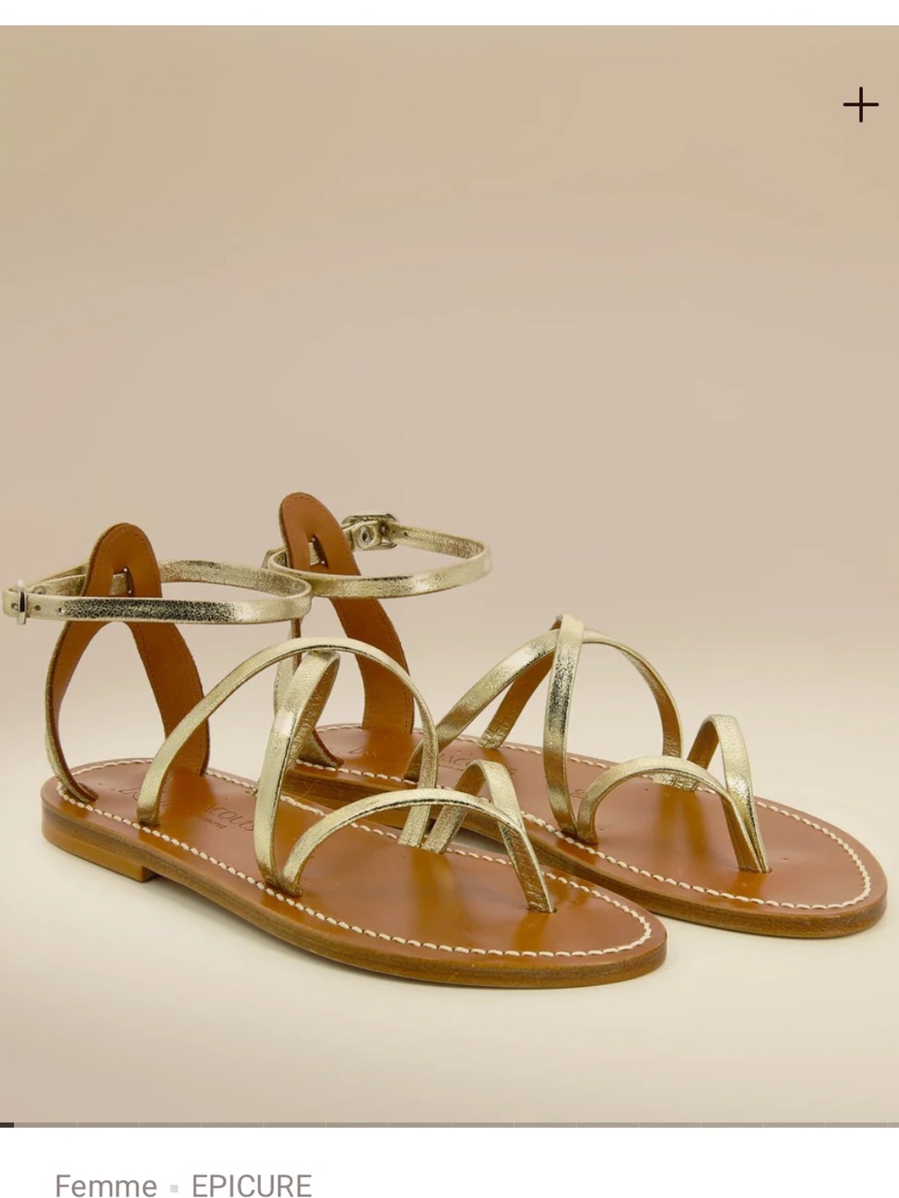 K.Jacques Metallic Gold Leather Strappy Sandals